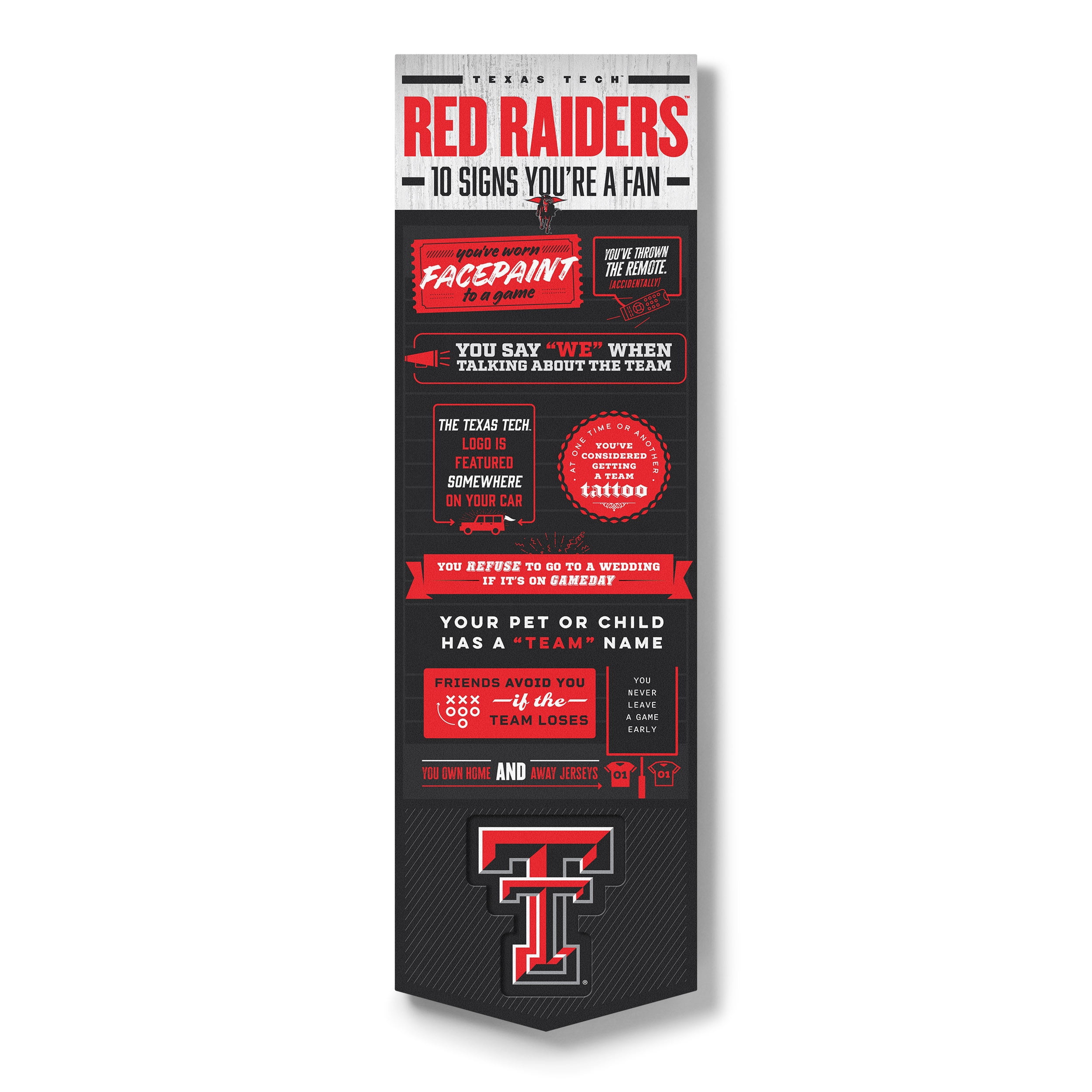 YouTheFan NCAA Texas Tech Red Raiders 3D Top 10 Wall Art