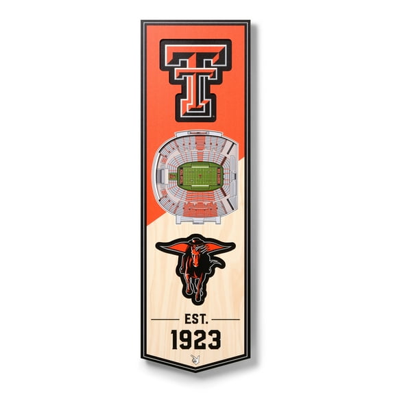 YouTheFan NCAA Texas Tech Red Raiders 6'' x 19'' 3D Stadium View Banner