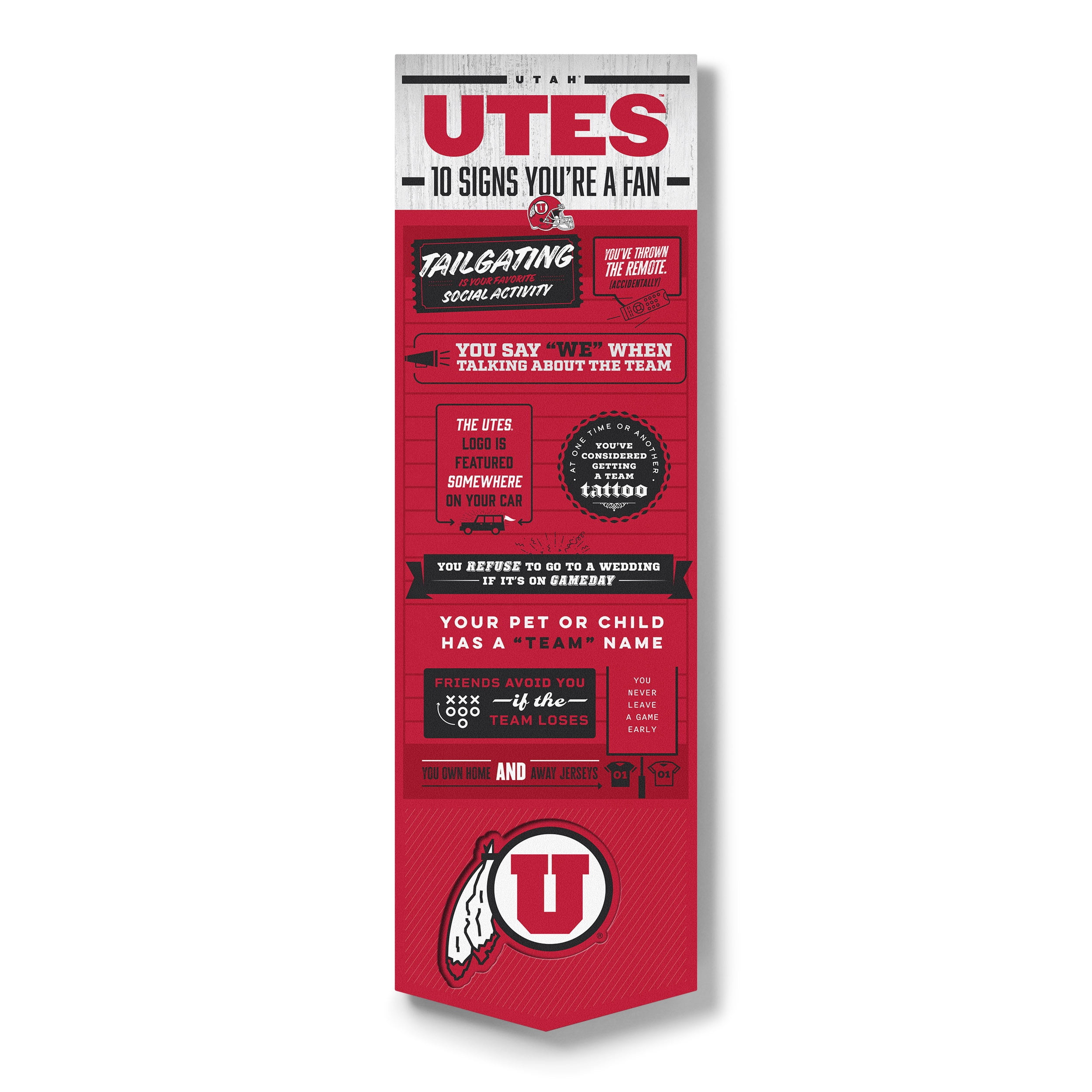 YouTheFan NCAA Utah Utes 3D Top 10 Wall Art