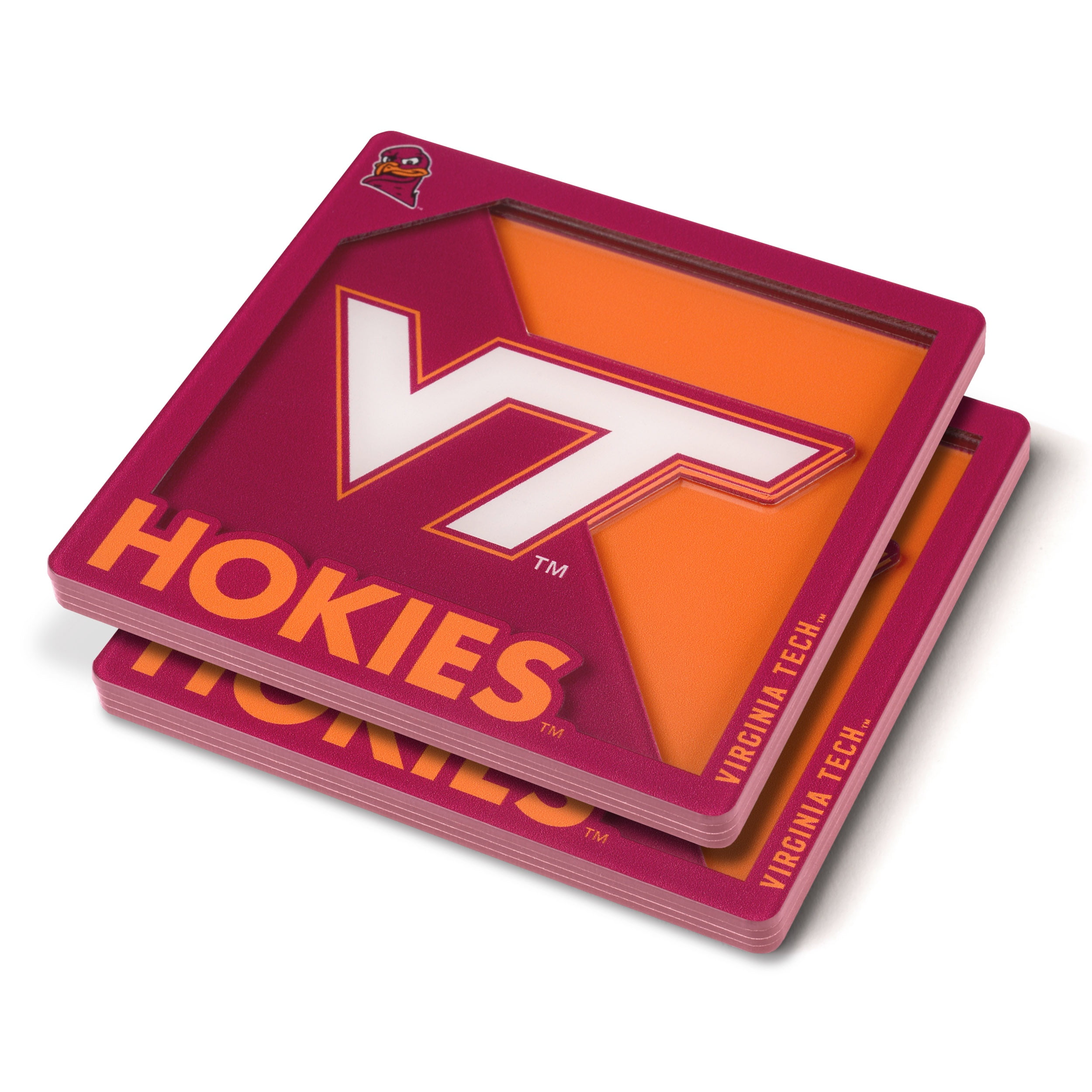 YouTheFan NCAA Virginia Tech Hokies 3D-LSC 3D Logo Series Coasters - Pack of 2
