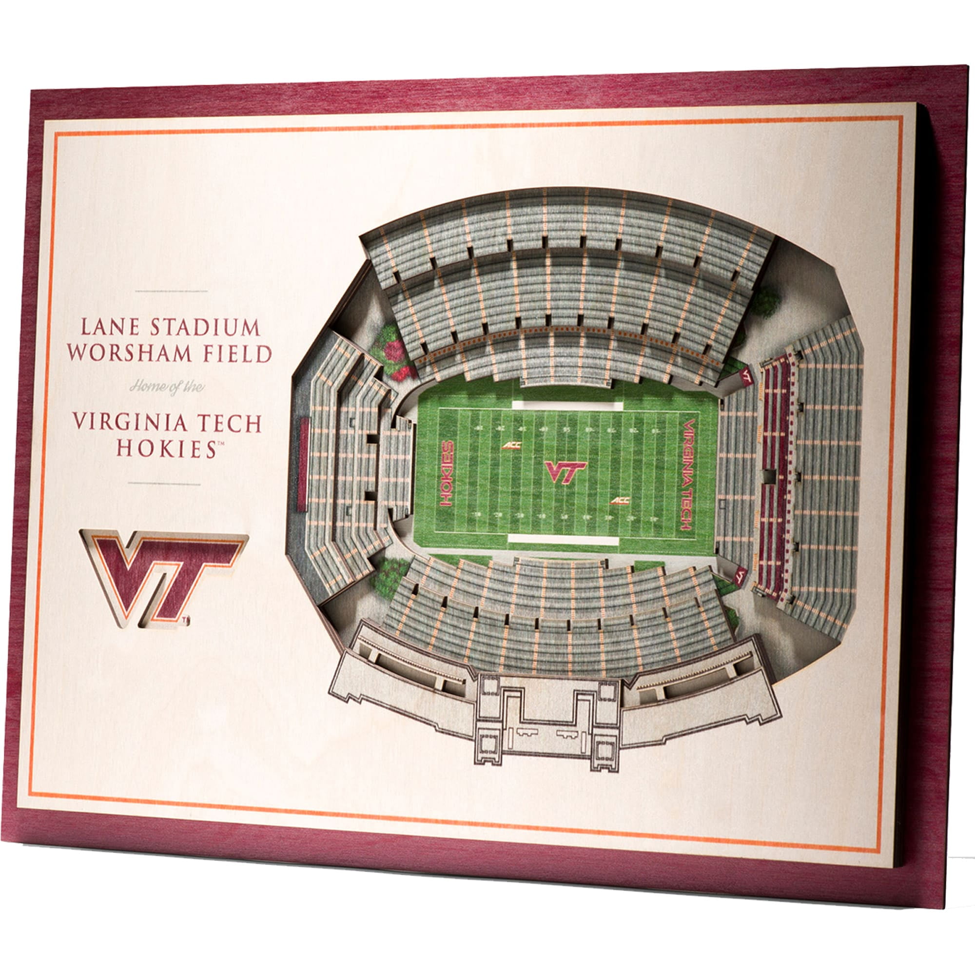 Virginia Tech Hokies 5-Layer StadiumView 3D Wall Art
