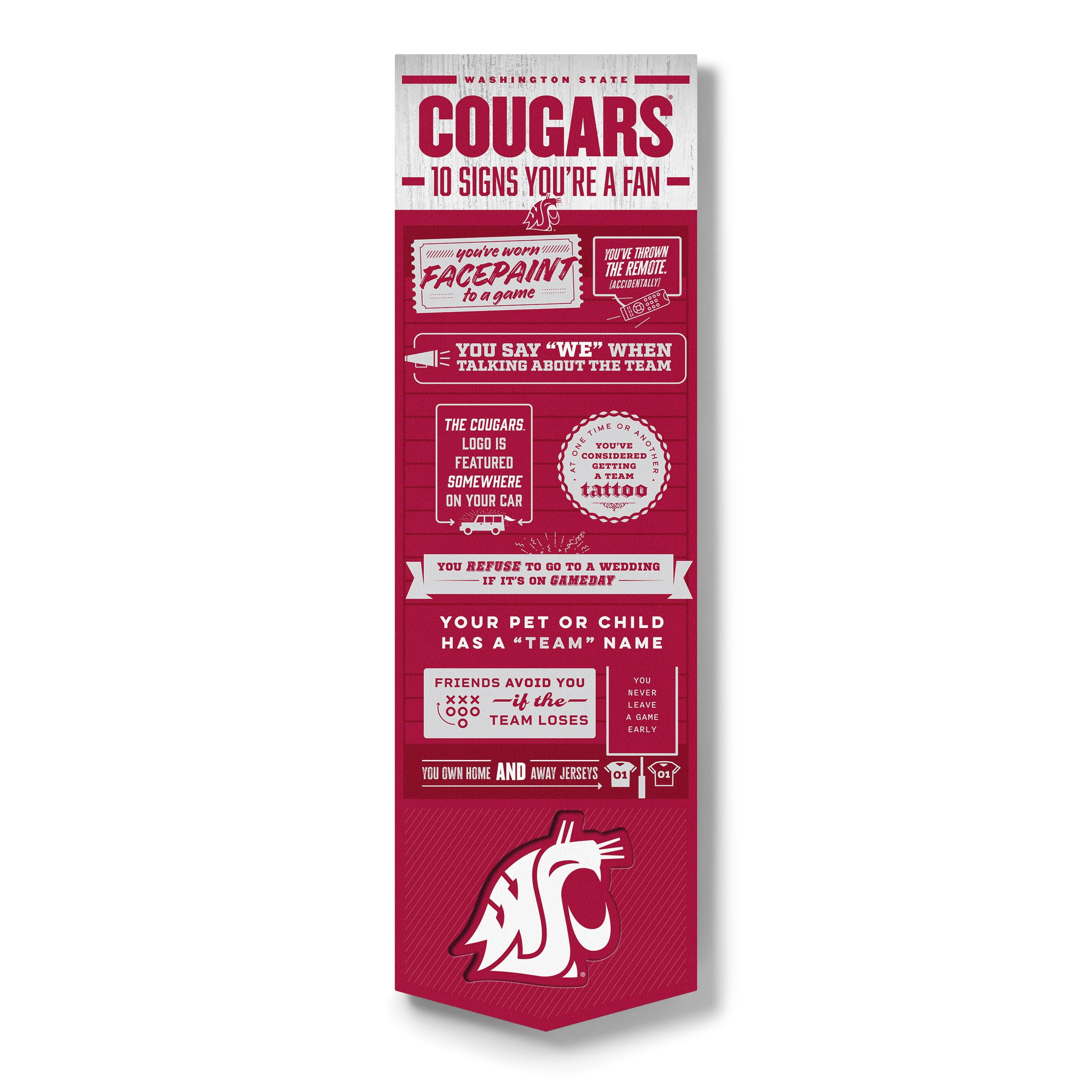 YouTheFan NCAA Washington State Cougars 3D Top 10 Wall Art