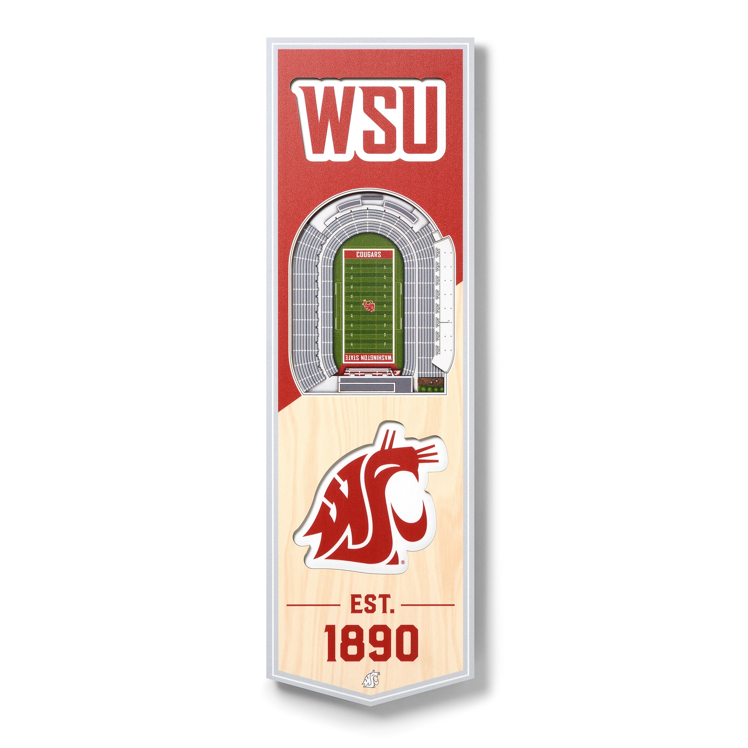 YouTheFan NCAA Washington State Cougars 6'' x 19'' 3D Stadium View Banner