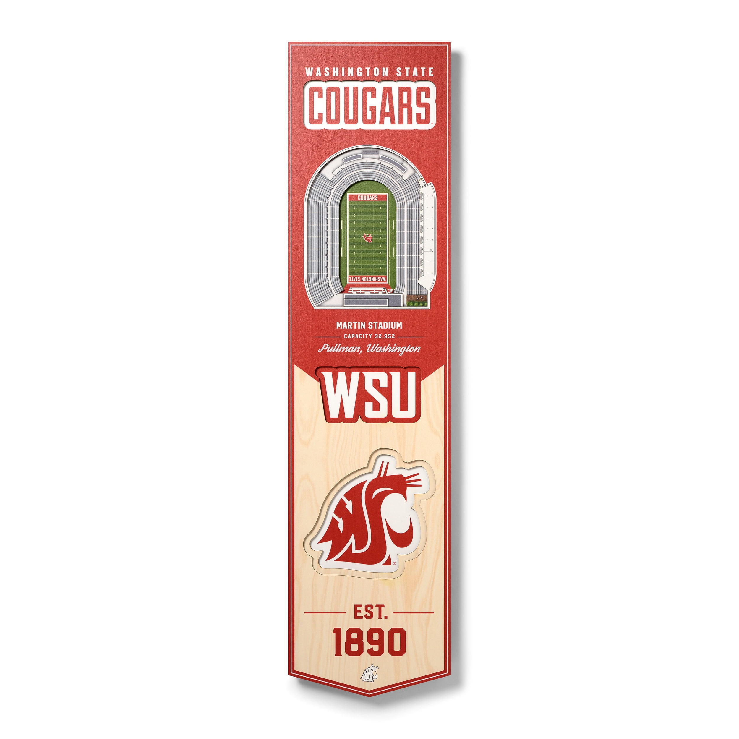 Washington State Cougars 8'' x 32'' 3D StadiumView Banner