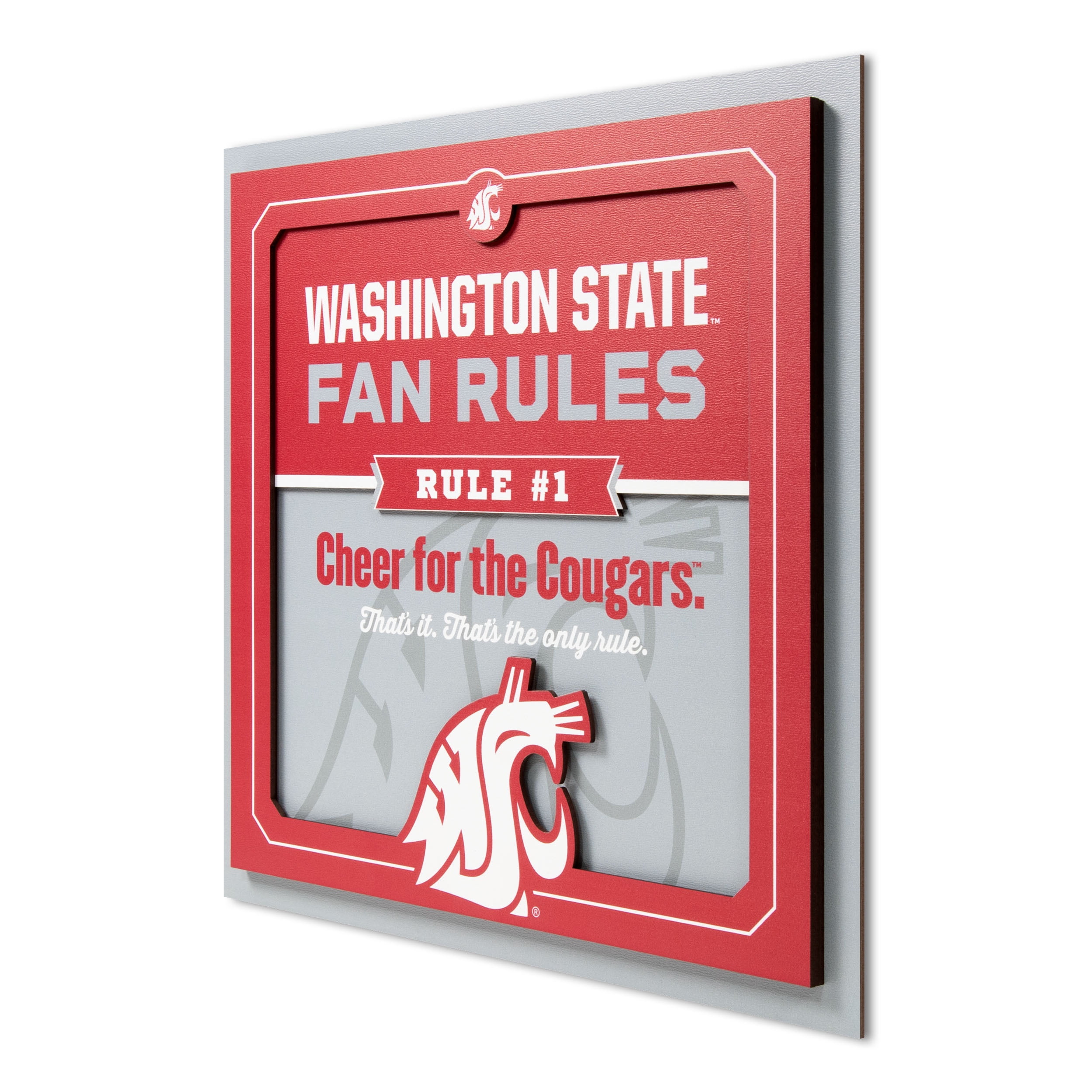 YouTheFan NCAA Washington State Cougars Fan Rules 3D Wall Art