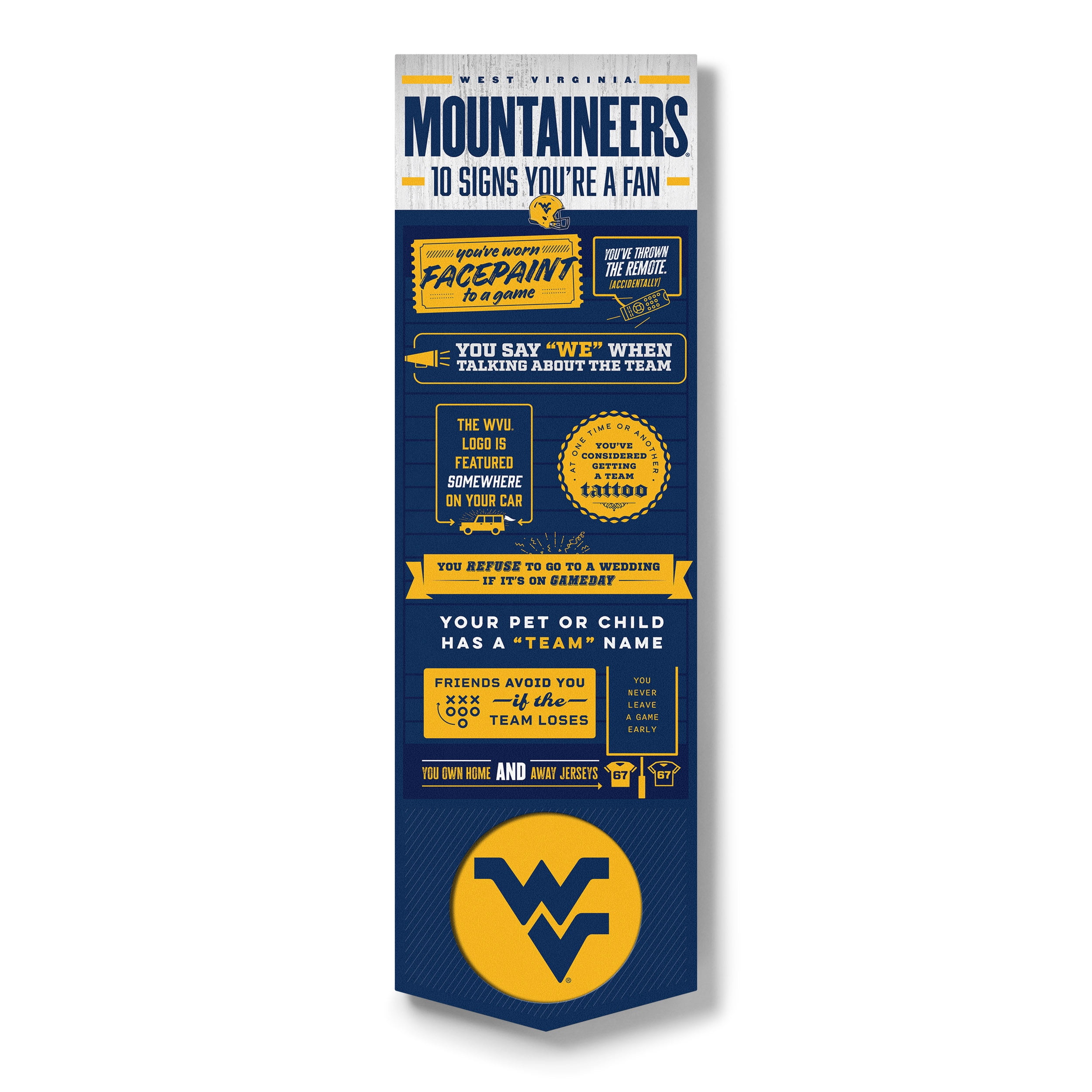 YouTheFan NCAA West Virginia Mountaineers 3D Top 10 Wall Art
