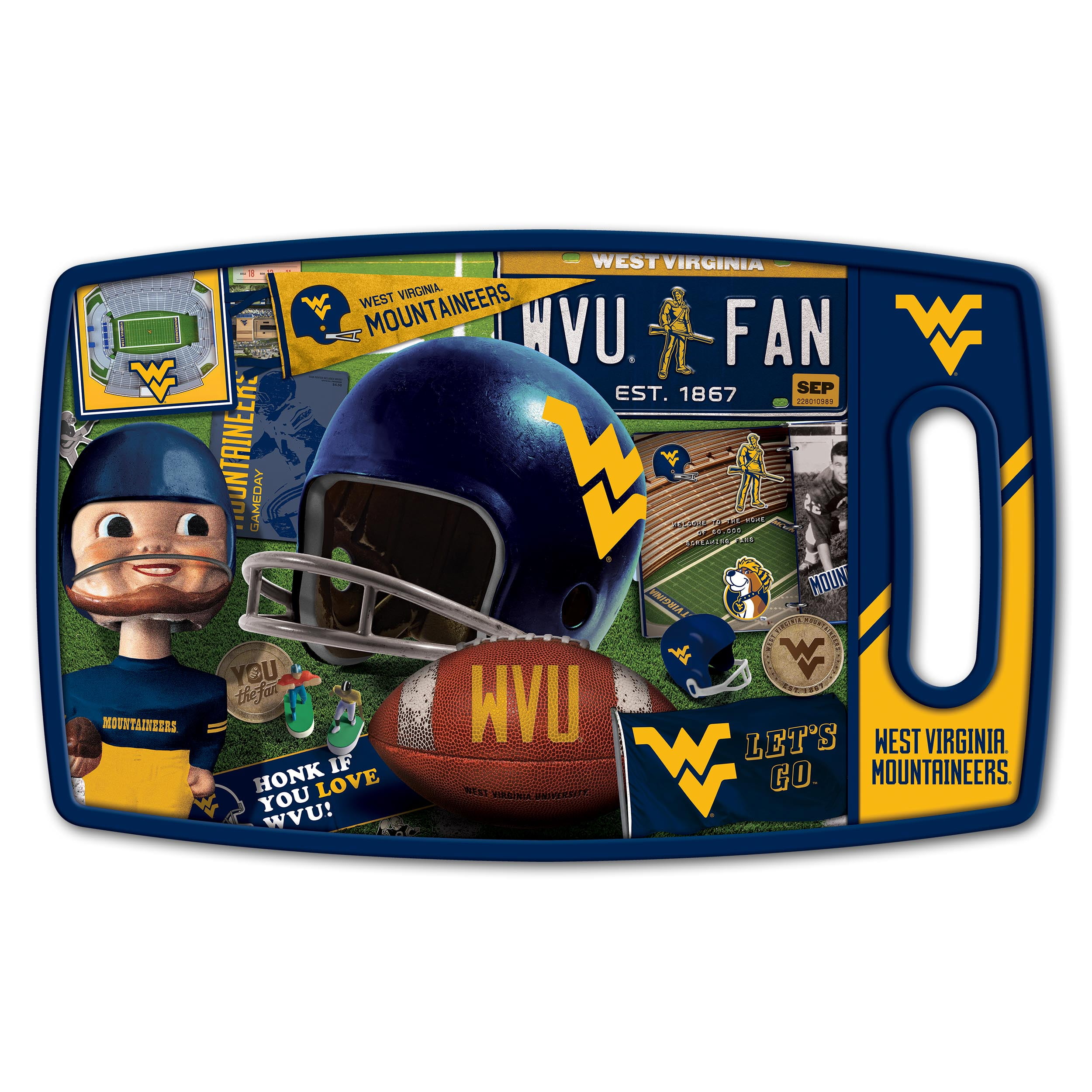YouTheFan NCAA West Virginia Mountaineers Retro Series Cutting Board