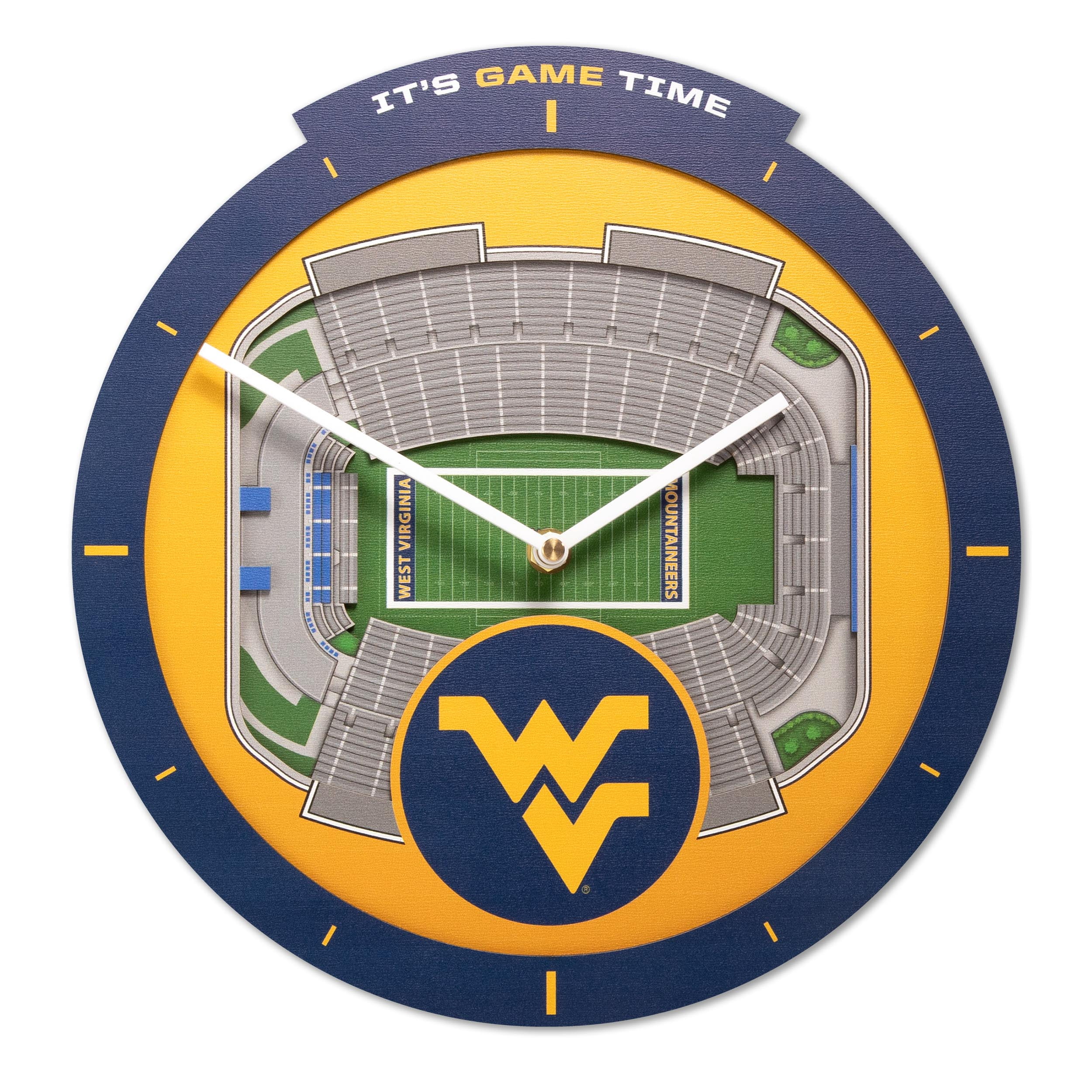 YouTheFan NCAA West Virginia Mountaineers Stadiumview 3D Wall Clock