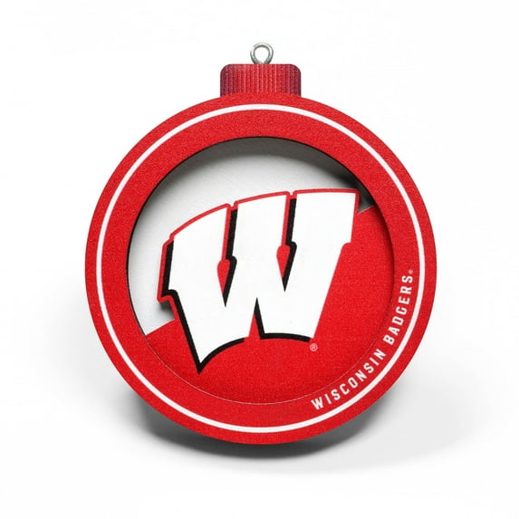 YouTheFan NCAA Wisconsin Badgers 3D Logo Series Ornament