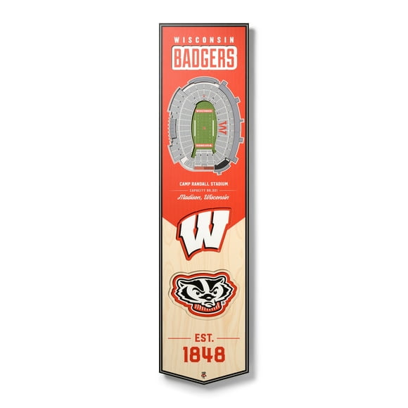 YouTheFan NCAA Wisconsin Badgers 8x32 Stadium View Banner