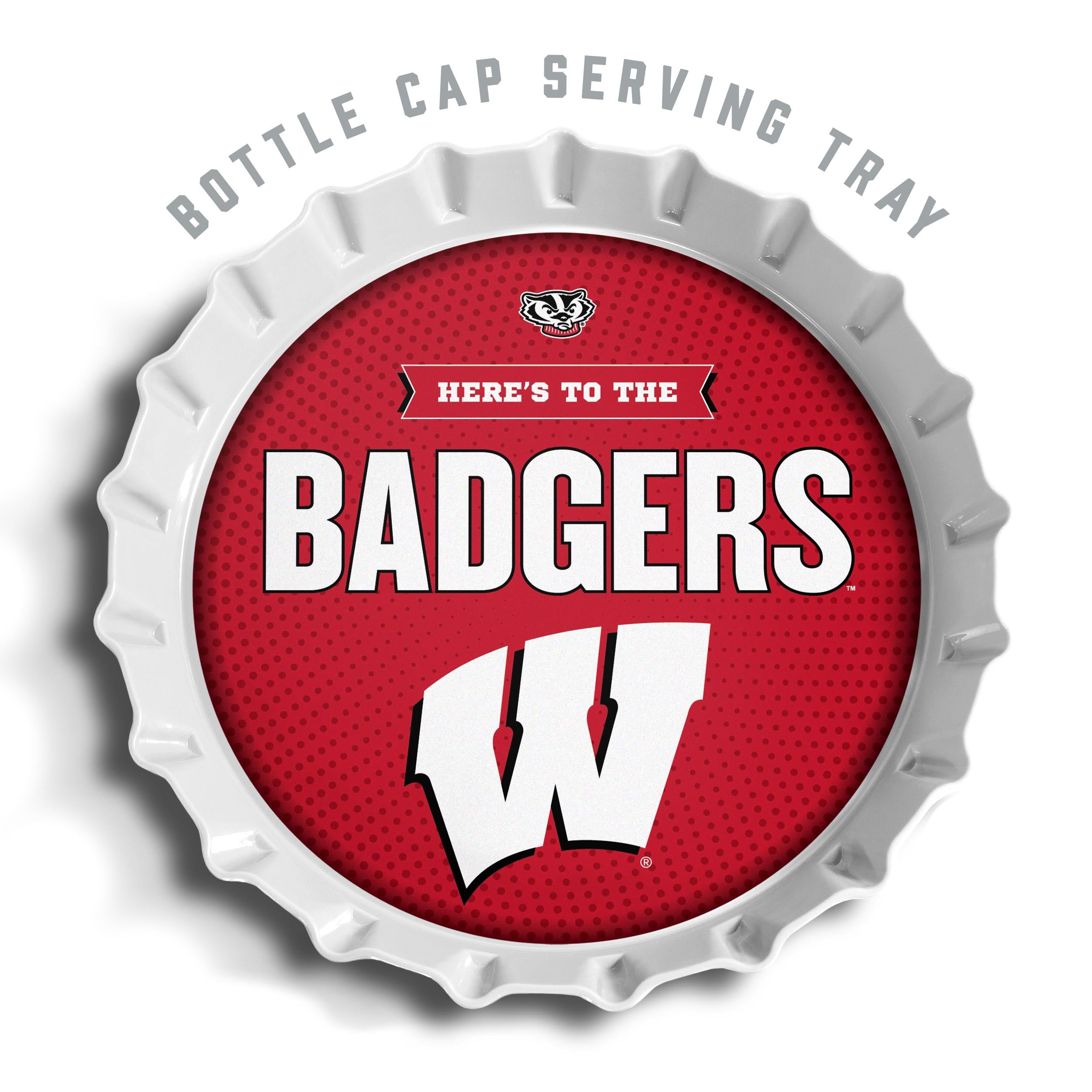 YouTheFan NCAA Wisconsin Badgers Bottle Cap Serving Tray