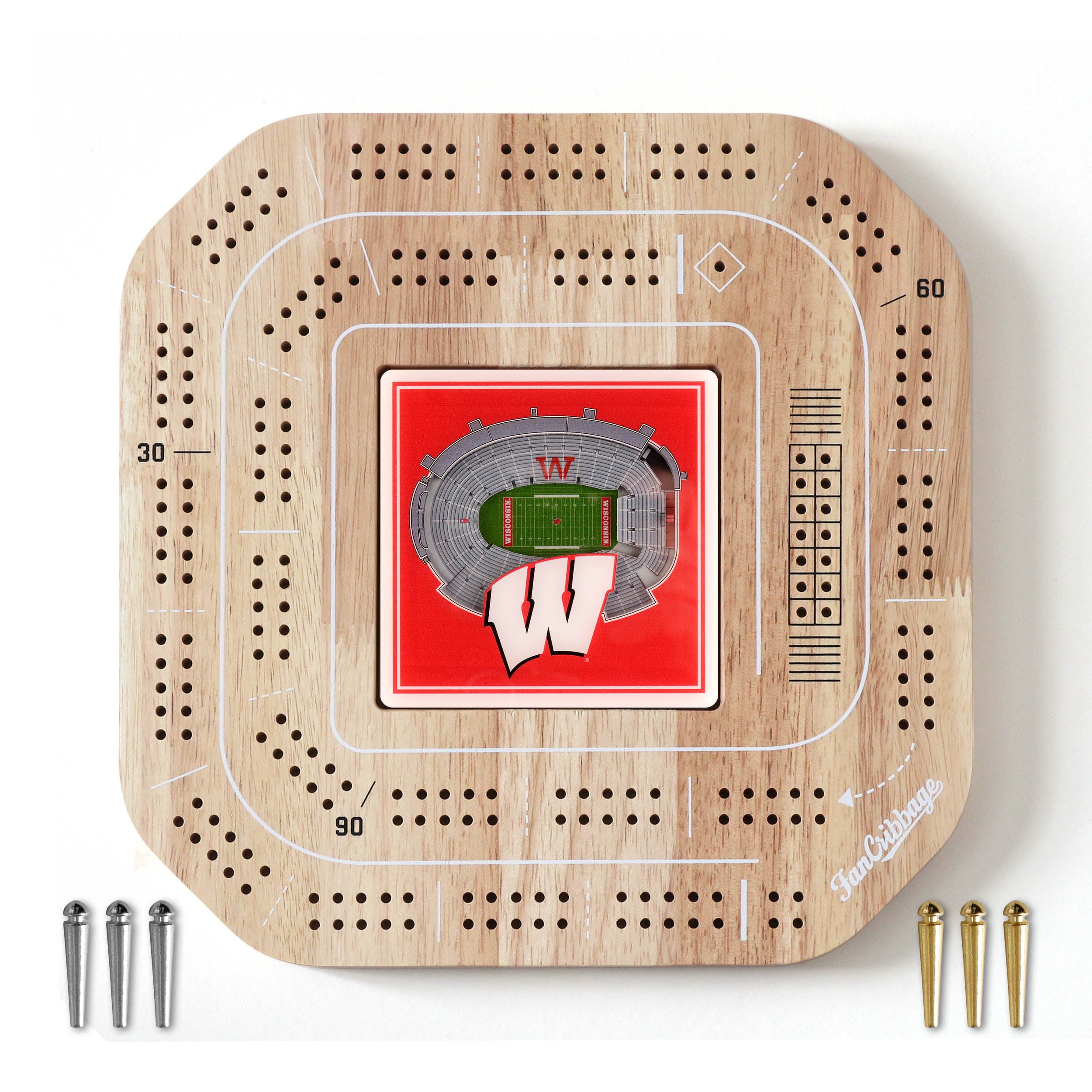 YouTheFan NCAA Wisconsin Badgers Stadiumview Cribbage