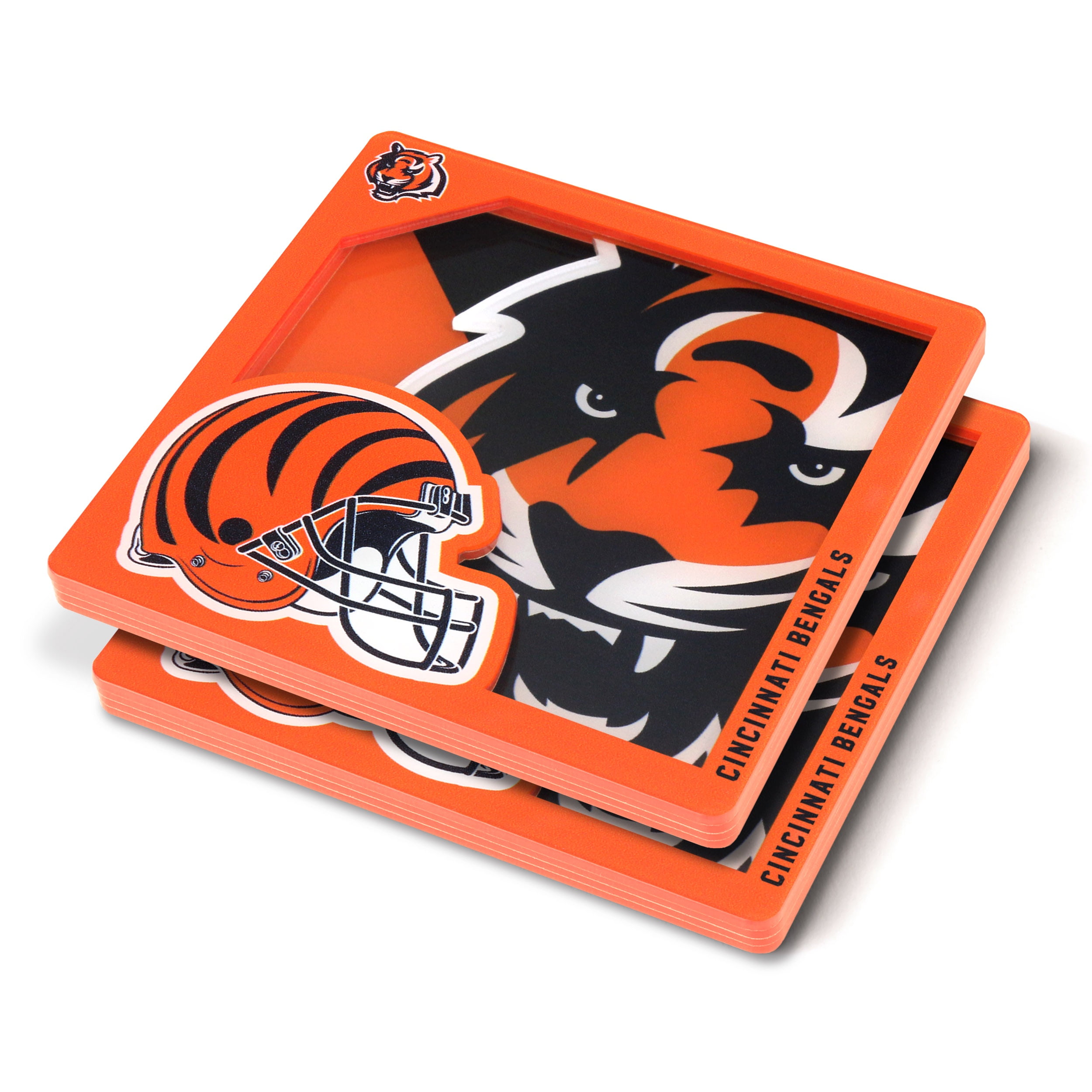 YouTheFan NFL Cincinnati Bengals 3D-LSC 3D Logo Series Coasters - Pack of 2