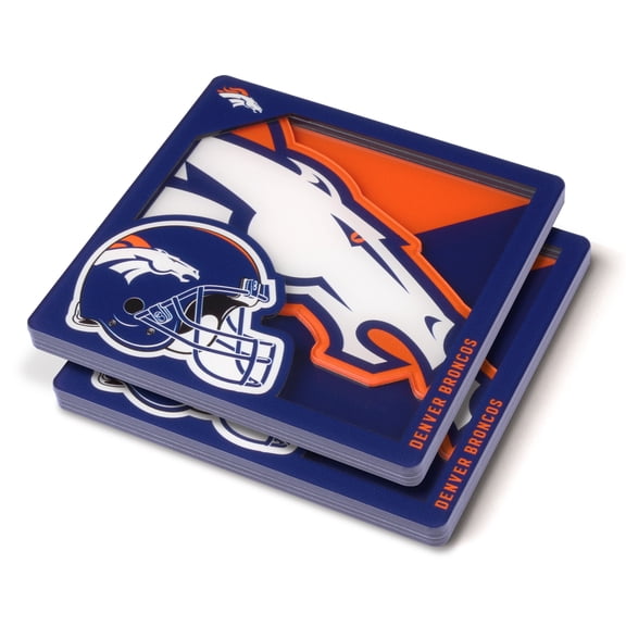 YouTheFan NFL Denver Broncos 3D-LSC 3D Logo Series Coasters - Pack of 2