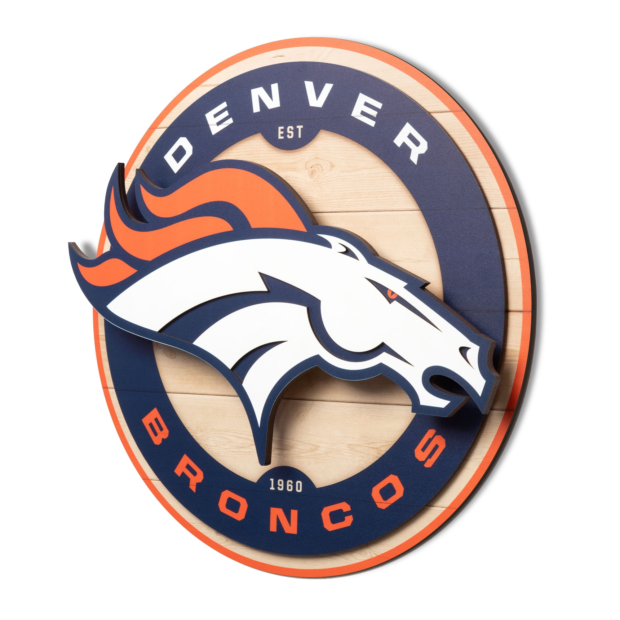 IDNA Denver Broncos 15" x 15" 3DX Logo Circle Backer Wall Art