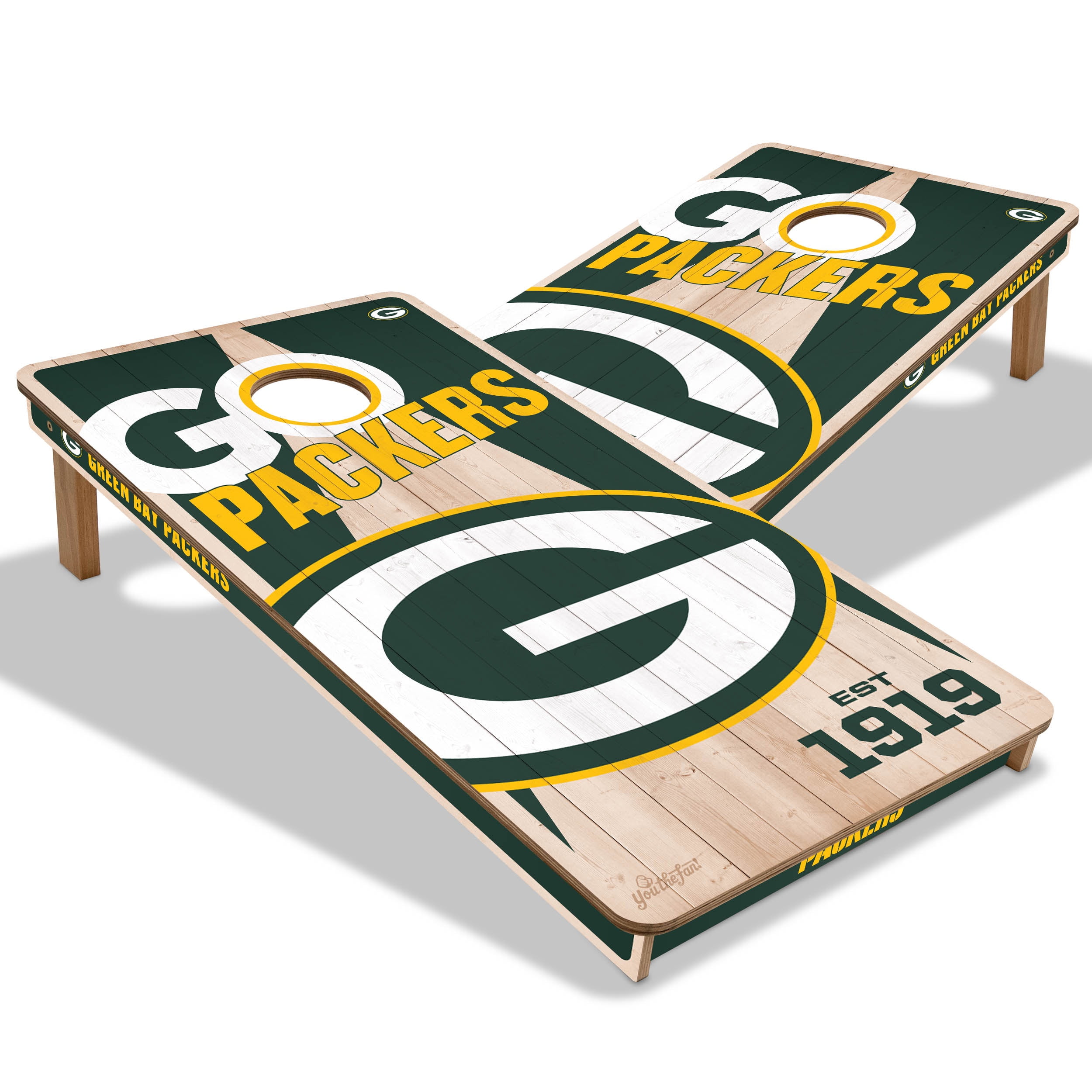 【★値下げ！3枚セット／額縁付】Yellow Korner x New York YouTheFan NFL Green Bay Packers 2' x 4' Cornhole Game No Bags
