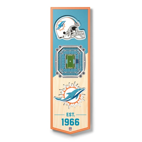 Miami Dolphins 6'' x 19'' 3D StadiumView Banner