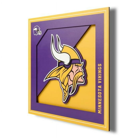 Minnesota Vikings 12'' x 12'' 3D Logo Wall Art