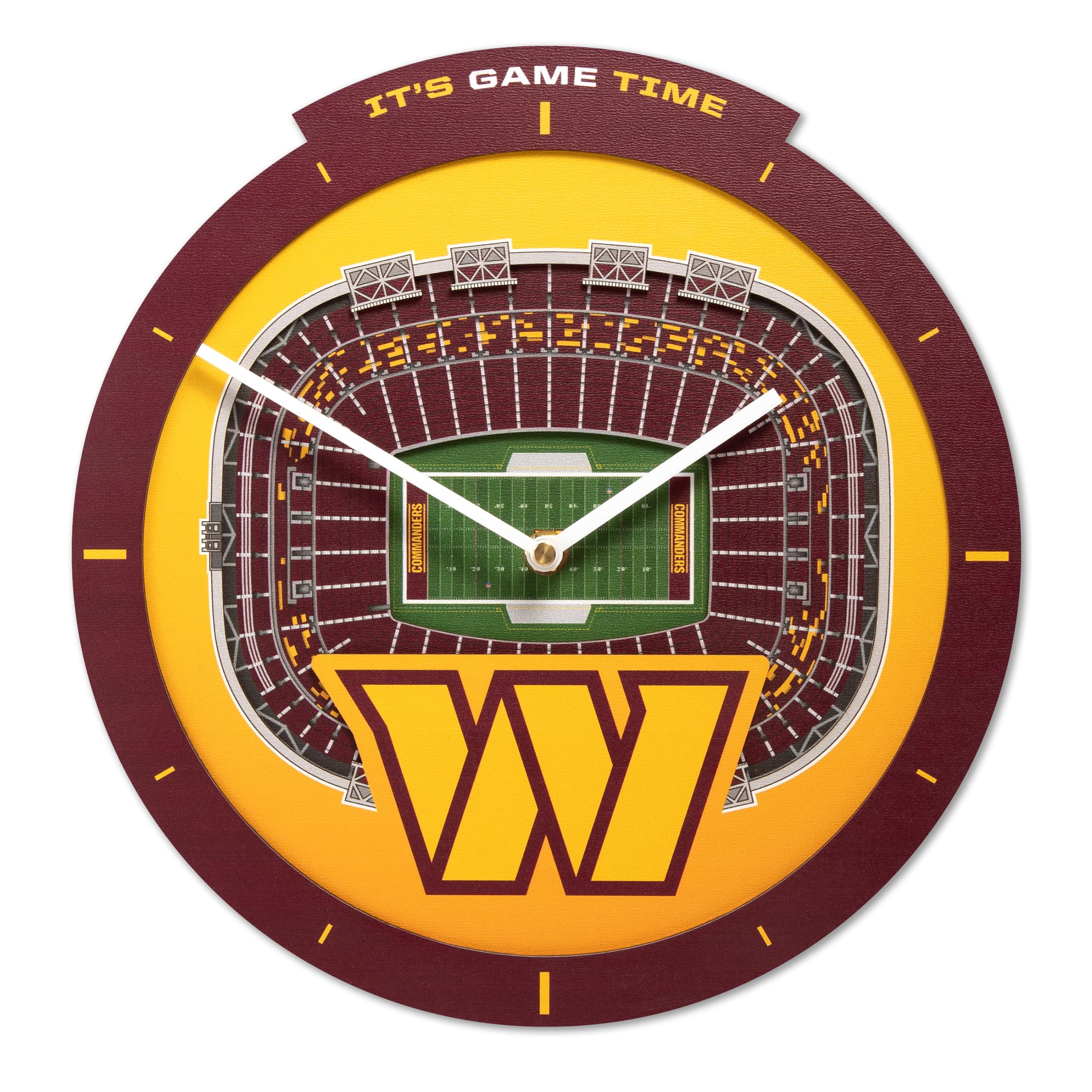 Washington Commanders Clock YouTheFan NFL Washington Commanders Stadiumview 3D Wall Clock - Walmart.com