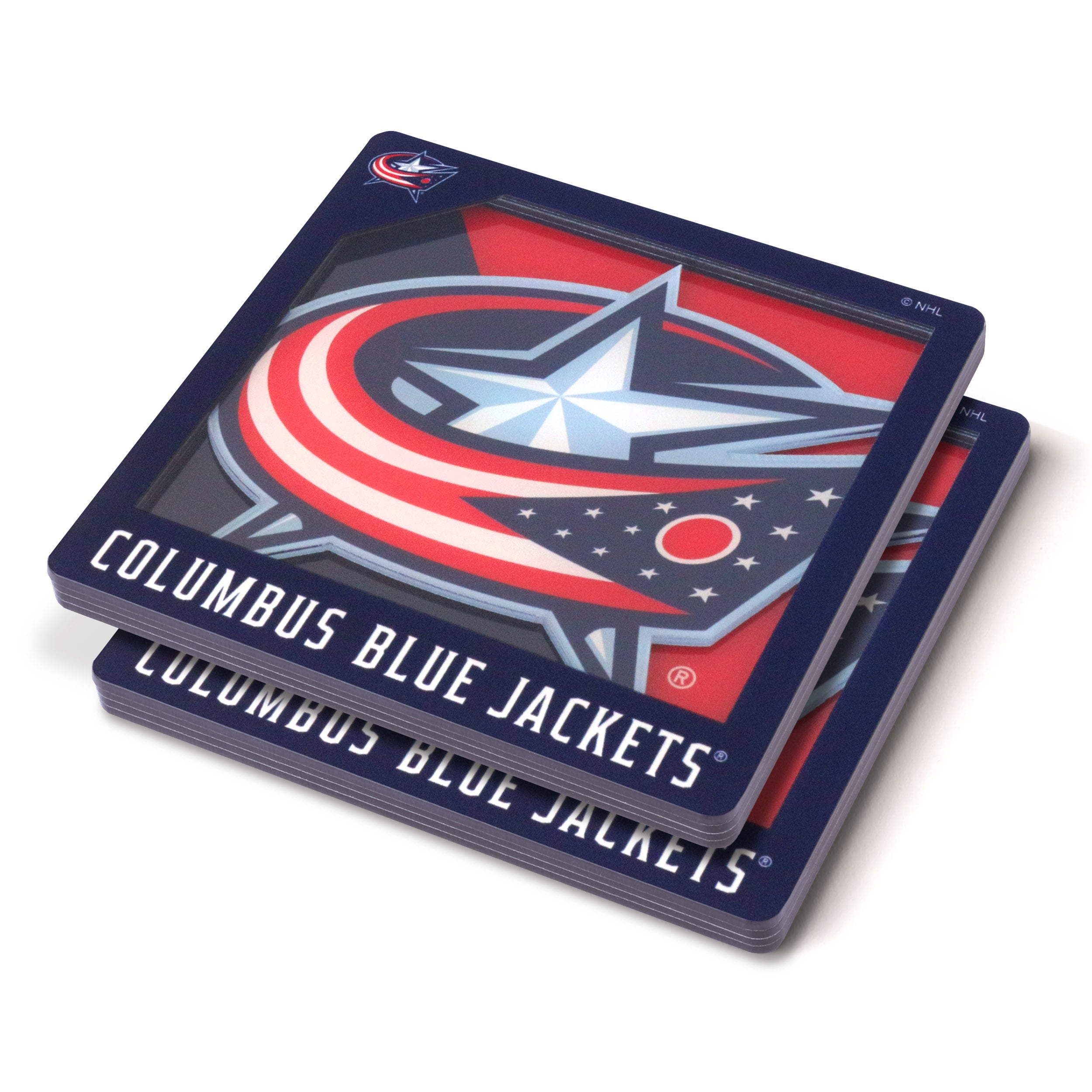 YouTheFan NHL Columbus Bl Jackets 3D-LSC 3D Logo Series Coasters - Pack of 2