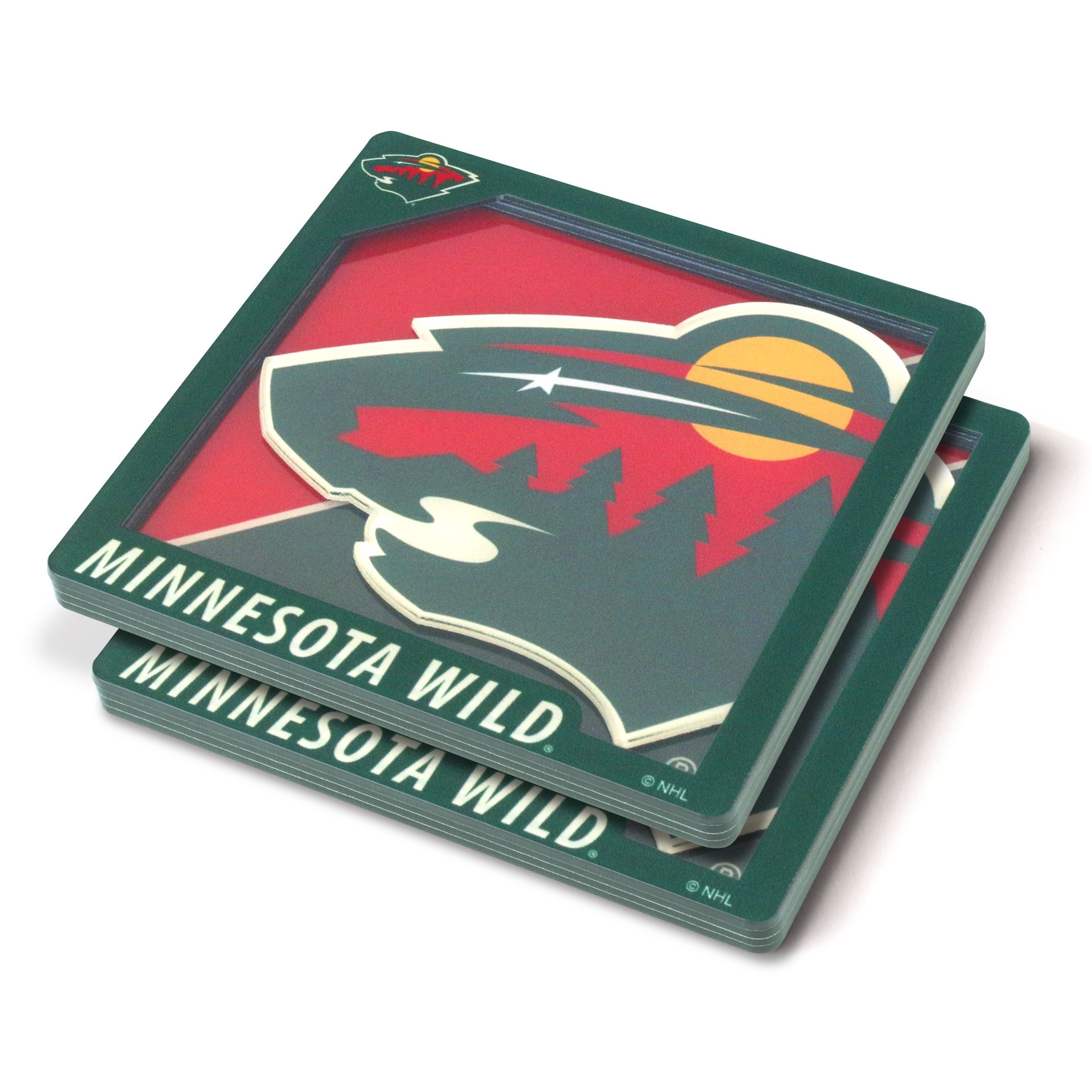 YouTheFan NHL Minnesota Wild 3D-LSC 3D Logo Series Coasters - Pack of 2