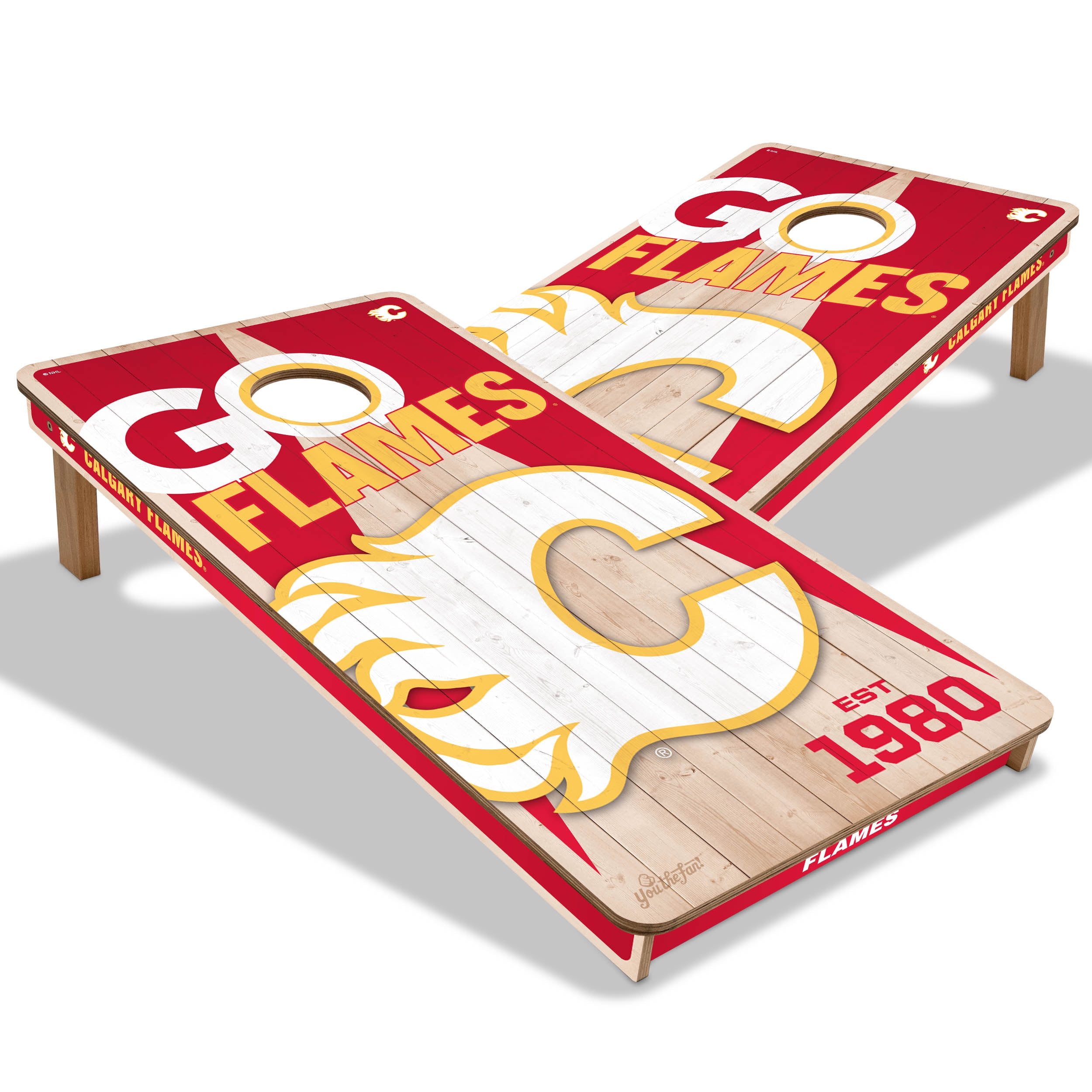 YouTheFan NHLCalgary Flames 2' x 4' Cornhole Game No Bags
