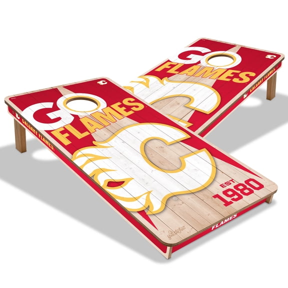 YouTheFan NHLCalgary Flames 2' x 4' Cornhole Game No Bags