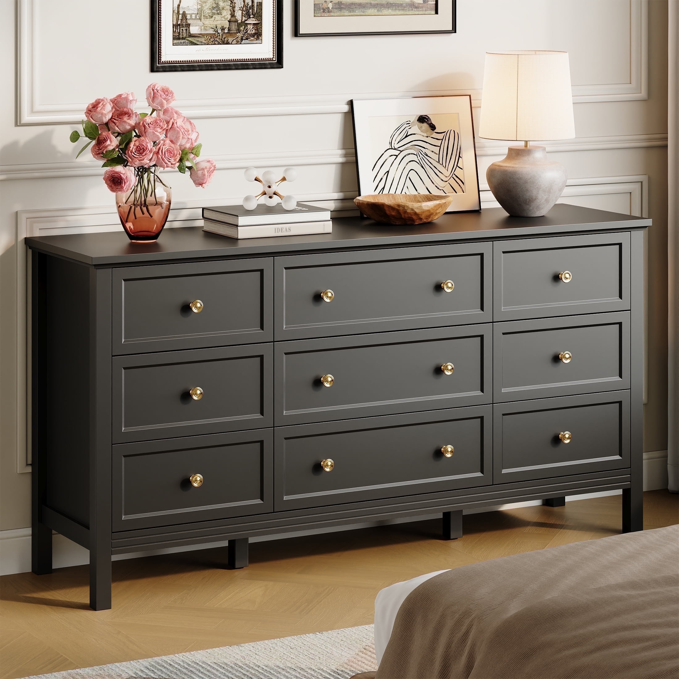 black adult dresser Sikaic 7 Drawer Tall Dresser, Vertical Storage Chest of Drawers for Bedroom, Modern Furniture, Black main image 0