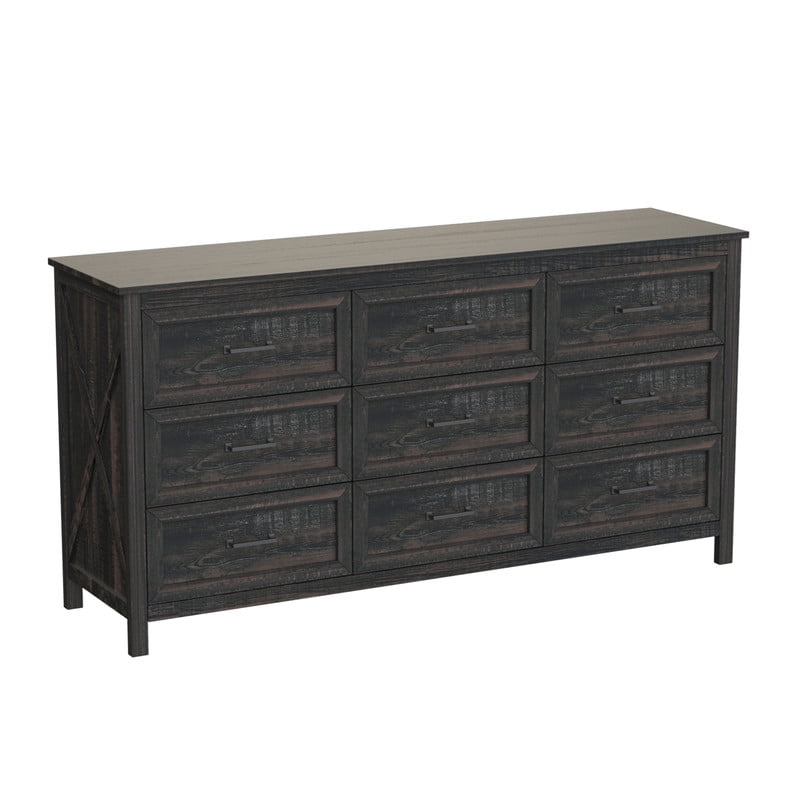 YouTrend 9 Drawer Farmhouse Dresser,Wood Rustic Chest of Drawer with ...