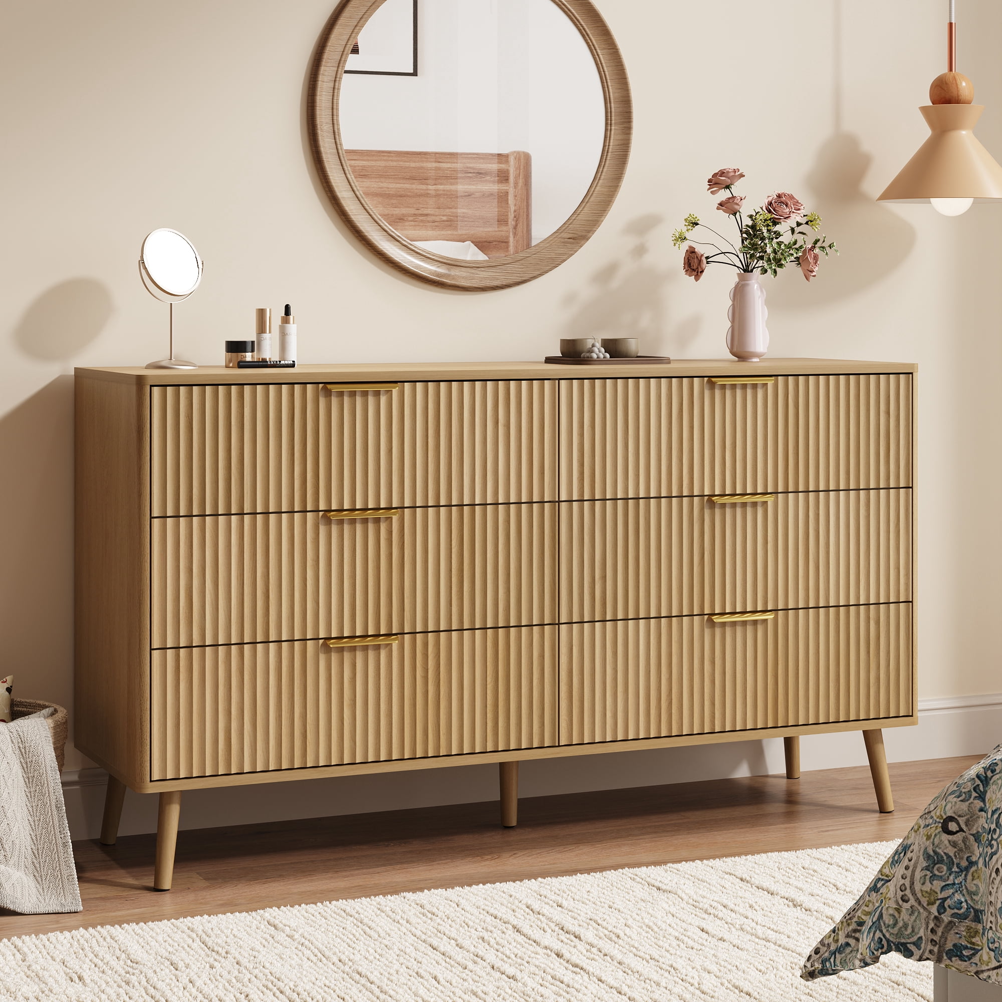 6 foot long dresser YouTrend Fluted 6 Drawers Dresser, 55.1