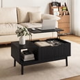 thumbnail image 1 of YouTrend Fluted Lift Top Coffee Table with Storage, Rising Coffee Tables with Hidden Compartment, Wood Center Table for Living Room Office, Black, 1 of 7