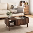 thumbnail image 1 of YouTrend Fluted Lift Top Coffee Table with Storage, Rising Coffee Tables with Hidden Compartment, Wood Center Table for Living Room Office, Brown, 1 of 7