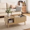 thumbnail image 1 of YouTrend Fluted Lift Top Coffee Table with Storage, Rising Coffee Tables with Hidden Compartment, Wood Center Table for Living Room Office, Natural, 1 of 7