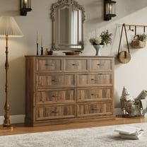 YouTrend Rustic 9-Drawer Wood Dresser, Large Storage Chest Organizer with Metal Handles for Bedroom, Living Room, Farmhouse Style Furniture,Brown