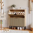 thumbnail image 1 of YouTrend Shoe Storage Cabinet,Shoe Rack for Entryway with 2 Flip Drawers,Shoes Storage Cabinet Organizer with Metal Legs,Natural, 1 of 8