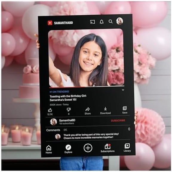 YouTube Inspired Photo Booth Frame - Custom Social Media Prop Photo Booth Prop - Customized YT Giant Selfie Frame - Frame for Fun Social Media Posts$$Home Decor, Kitchen, & Other