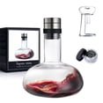 thumbnail image 1 of YouYah Wine Decanter Set,Red Wine Carafe with Drying Stand,Cleaning Beads and Aerator Lid,Crystal Glass,Wine Aerator,100% Hand-blown,Wine Gifts for Men (1300ML), 1 of 5