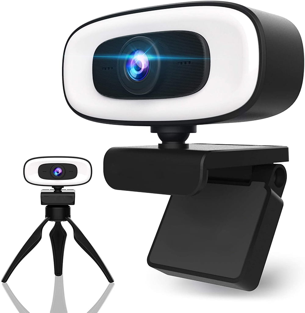 YouYeap 1080p Webcam with Ring Light and Microphone, Auto-Focus, Plug and  Play (Tripod Included)