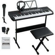 YouYeap 61 Key Portable Electric Piano Keyboard Set with Headphone, Stand, Stool and Power Supply