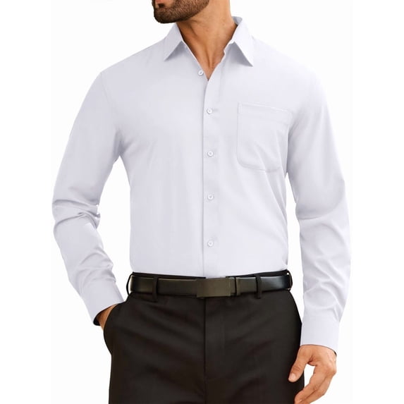 Youclos Dress Shirts for Men 4-Way Stretch Long Sleeve Button Down Shirts Regular Fit Wrinkle Resistant Business Casual