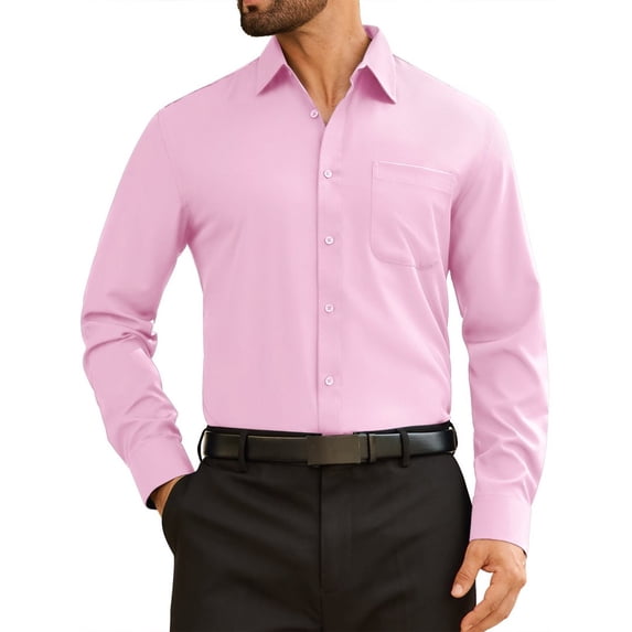 Youclos Dress Shirts for Men 4-Way Stretch Long Sleeve Button Down Shirts Regular Fit Wrinkle Resistant Business Casual