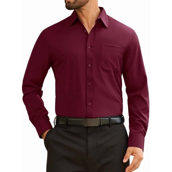 Youclos Dress Shirts for Men 4-Way Stretch Long Sleeve Button Down Shirts Regular Fit Wrinkle Resistant Business Casual
