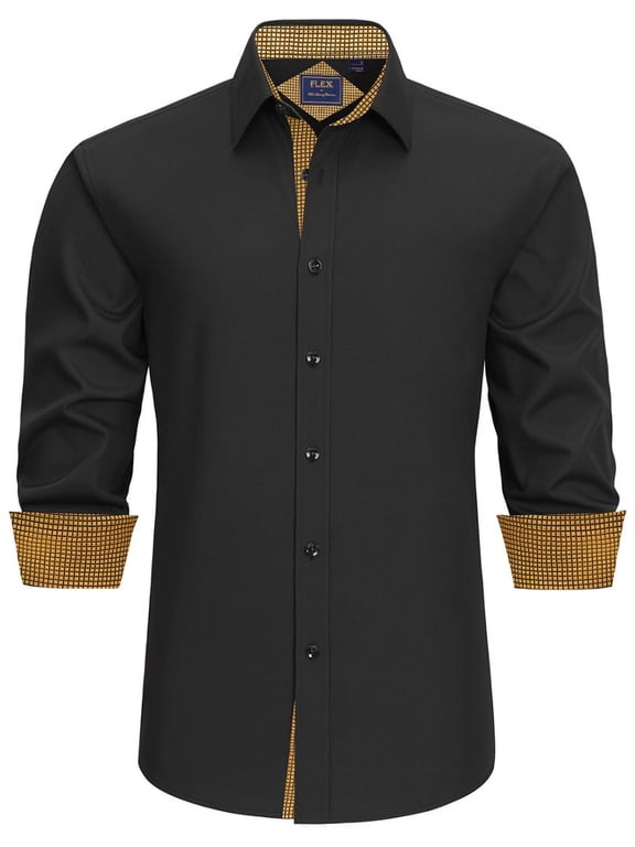 Men's 4-Way Stretch Dress Shirts Long Sleeve Button Down Shirts Business Casual Wrinkle Resistant
