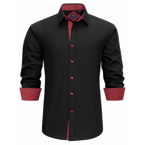Youclos Men's 4-Way Stretch Dress Shirts Long Sleeve Business Casual Wrinkle Resistant Button Down Shirts with Pocket