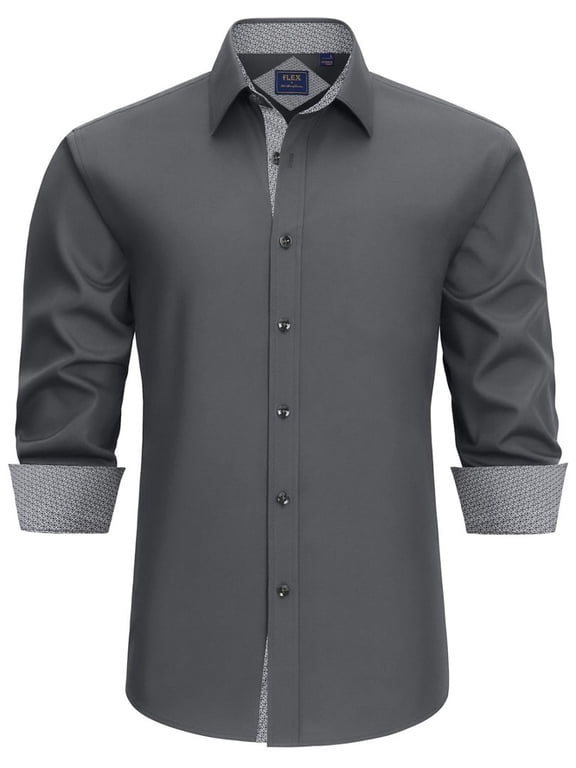 Men's 4-Way Stretch Dress Shirts Long Sleeve Business Casual Wrinkle Resistant Button Down Shirts