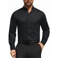 thumbnail image 1 of Youclos Men's Banded Collar Dress Shirt Wrinkle Resistant Long Sleeve Button Down Mandarin Collar Stretch Casual Shirt, 1 of 9