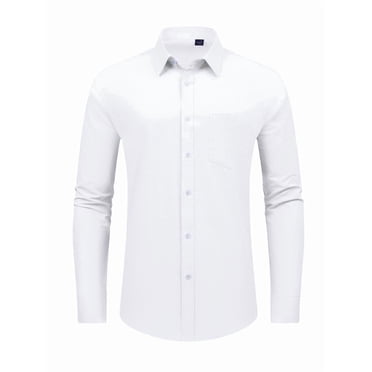 Youclos Men's Cotton Long Sleeve Button-Down Casual Dresses Shirt