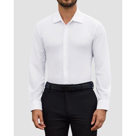 Youclos Men's Dress Shirts Long Sleeve Button Down, 4-Way Stretch Wrinkle-Free, Slim Fit