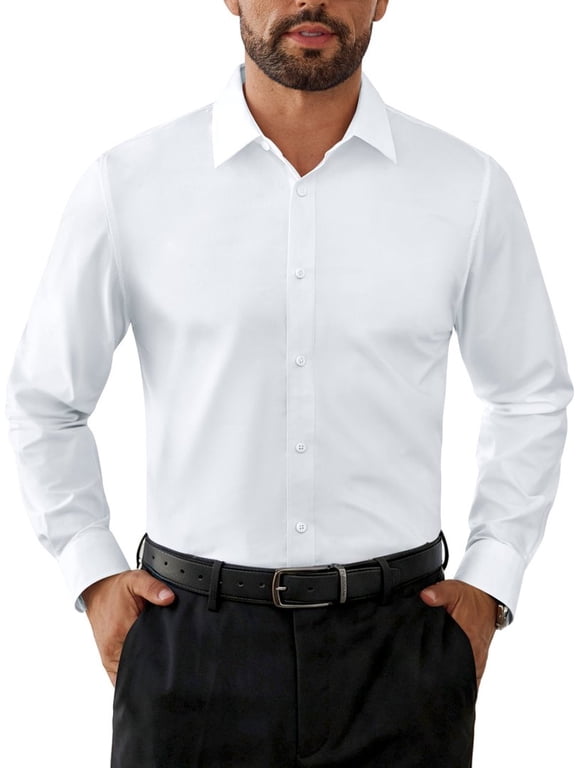 Dress Shirts for Men Long Sleeve Business Casual Button Down Shirt Solid Lightweight Regular Fit Formal