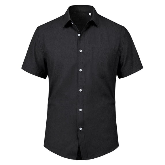 Youclos Men's Button Down Shirt Linen Short Sleeve with Pocket